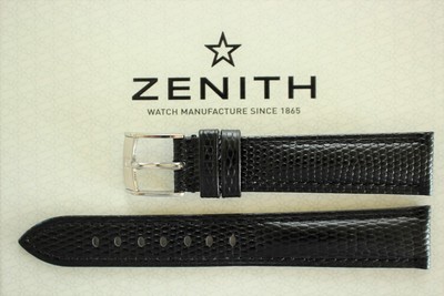 NEW ZENITH SILVER BUCKLE ON 18MM BLACK HOUSE BRAND WATCHBAND WATCH BAND STRAP 02