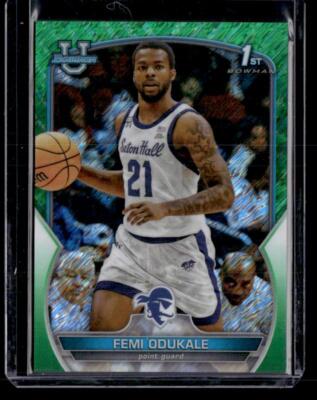2022-23 Bowman University Chrome #20 Femi Odukale Green Shimmer SN