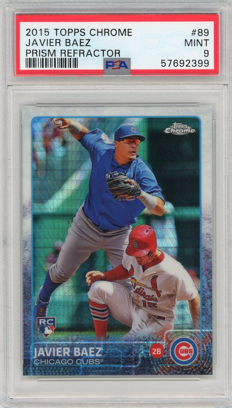 2015 Topps Chrome JAVIER BAEZ #89 - Prism Refractor - RC - PSA 9
