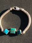 Lori Bonn Sterling Silver Woven Chain Turquoise Gemstone Bracelet