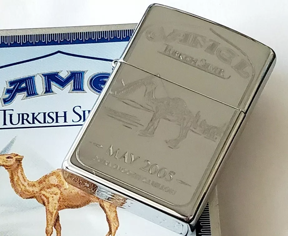 Zippo Prototype 2005 CAMEL HP TURKISH SILVER CZ 673 Engraved NO BOARDER In Tin