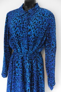 blue animal print shirt dress