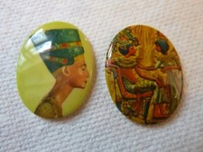 Two Vintage Egyptian Porcelain Cabochons GORGEOUS!