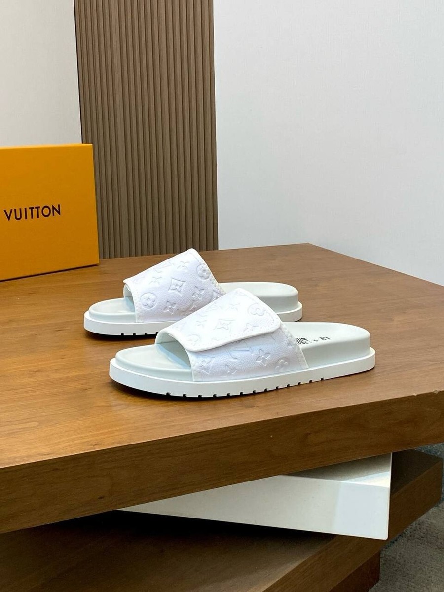 Louis Vuitton x NBA Slides White Monogram Men's Sandals Size 42