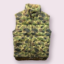 Vintage White Stag Duck Camo Puffer Vest 80s Size Medium Hunting