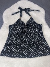 Victoria's Secret Swim Top Tankini Halter Polka-dot Swimwear Black  White .