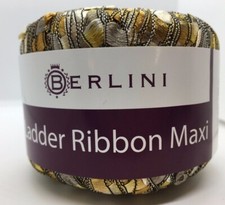 Berlini Ladder Ribbon Maxi Yarn 66 Gold Rush 50gr 98yds Golds Platinum Grey