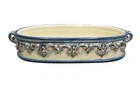Ceramic Planter Caltagirone Blue Oval Box for Herbs Succulents Vase Holder