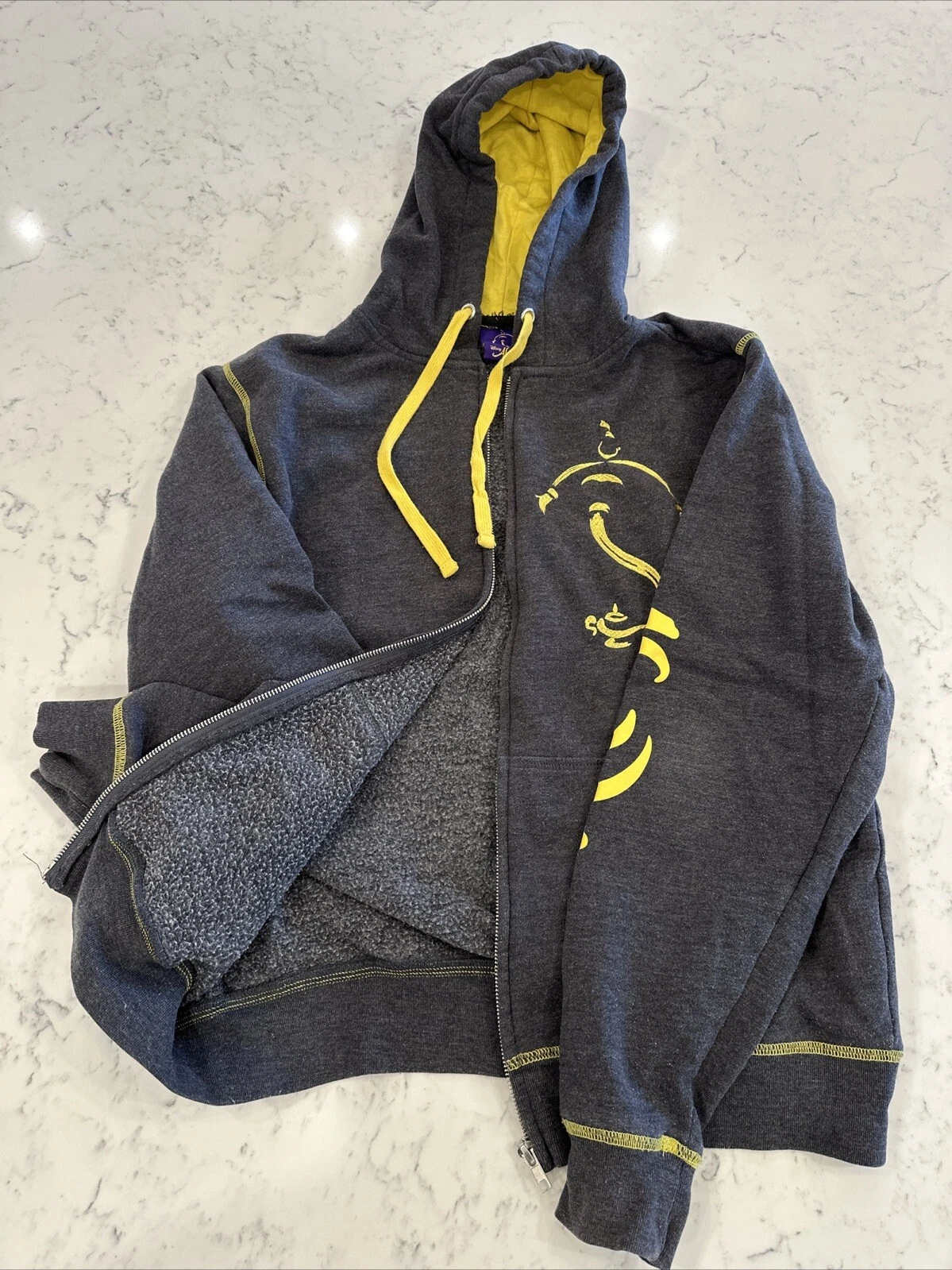 VETEMENTS 1S) Felpa con cappuccio Disney Aladdin full zip genio erica grigio giallo piccola