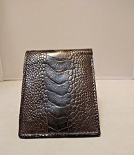 Real Black Ostrich Leg Billfold Wallet