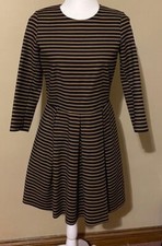 Gap Fit & Flare Dress Stripe 3/4 Sleeve Business Office 2000s Tea Party Womens 6