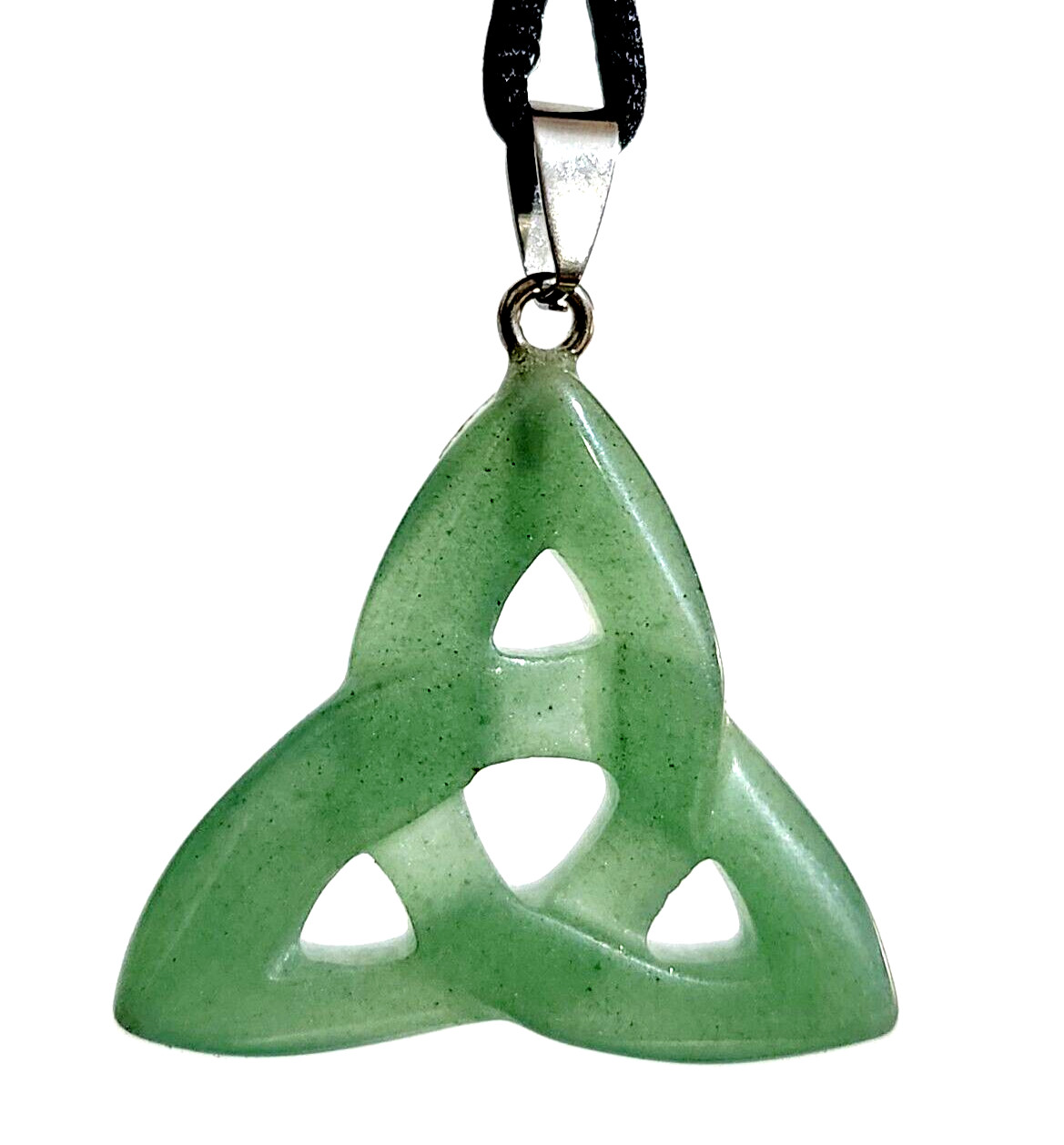 Triquetra Jade Necklace Pendant Trinity Knot Gemstone Crystal Jewellery