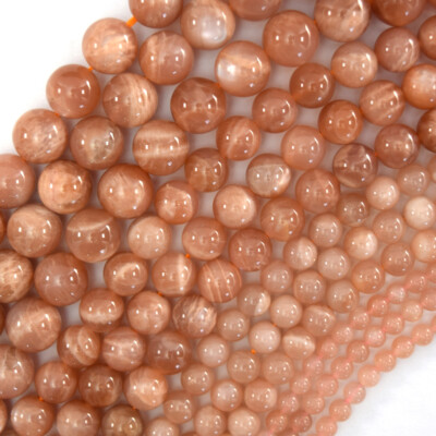 Natural Orange Sunstone Round Beads Gemstone 15'' Strand 4mm 6mm 8mm 10mm