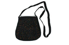 Sling Hand Bag Embroidery Fashionable Modern Style Art Handy Craft Leopard Black