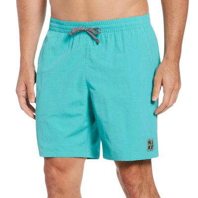 NIKE Solid Icon 7'' Volley Swim Shorts sz S Small Teal Trunks