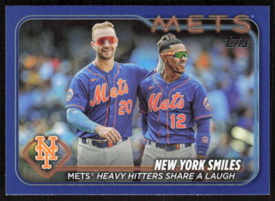 2024 Topps #38 New York Smiles: Mets Heavy Hitters Share a Laugh Royal Blue