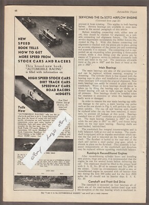 1934 AUTOMOBILE RACING BOOK Magazine AD~RAY F. KUNS~Stock Car/Dirt-Track/Midgets