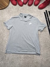 Vintage Nike Polo Shirt Mens XXL Gray Knit Cotton Basketball 2XL Spell Out