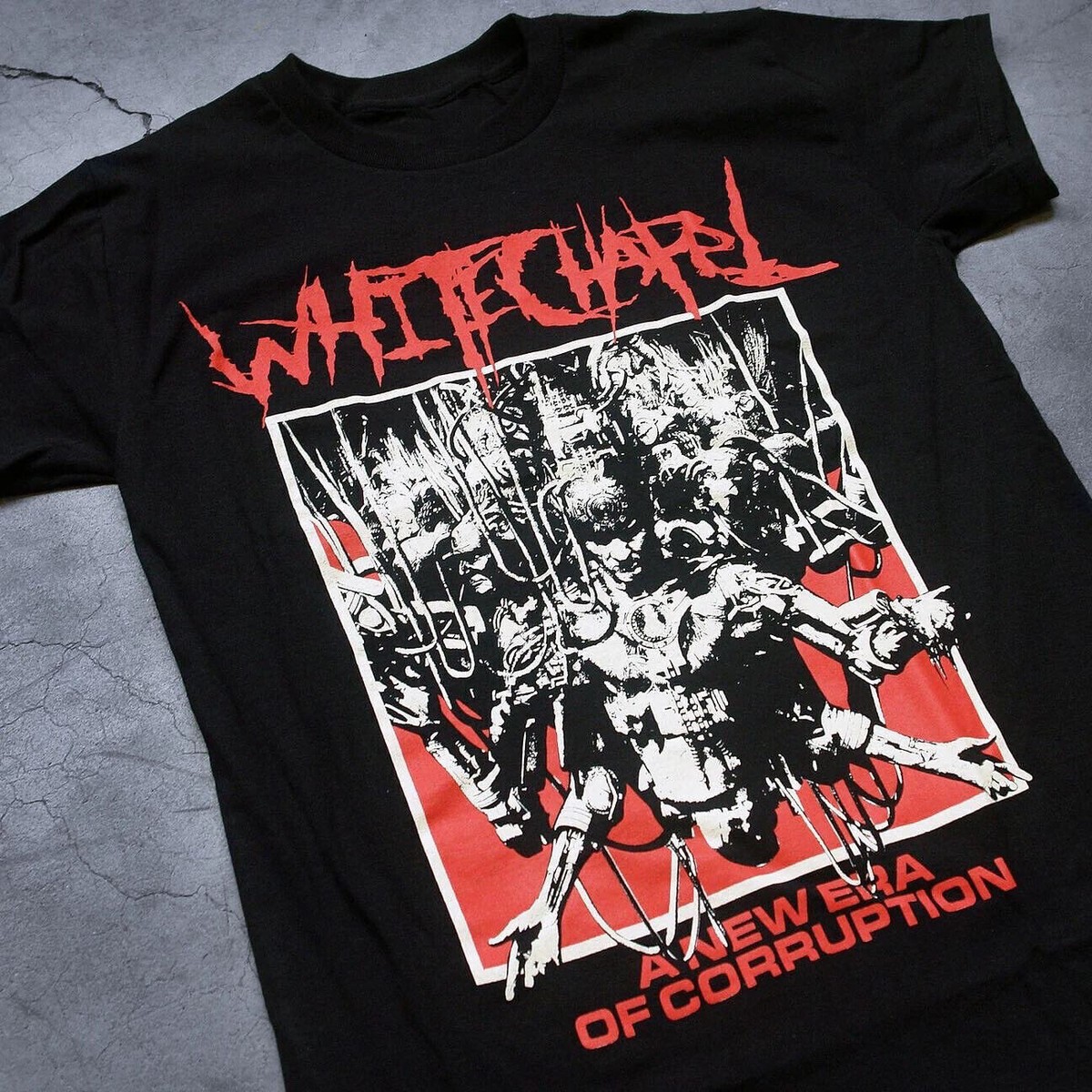 【SATIIIZ】Corbyn Pigment Printed T-Shirt Vintage Whitechapel band T-shirt Black Tee All Sizes S-5XL