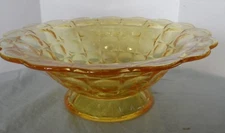 Vintage yellow mist footed bowl Constellation Tiara pattern Indiana glass