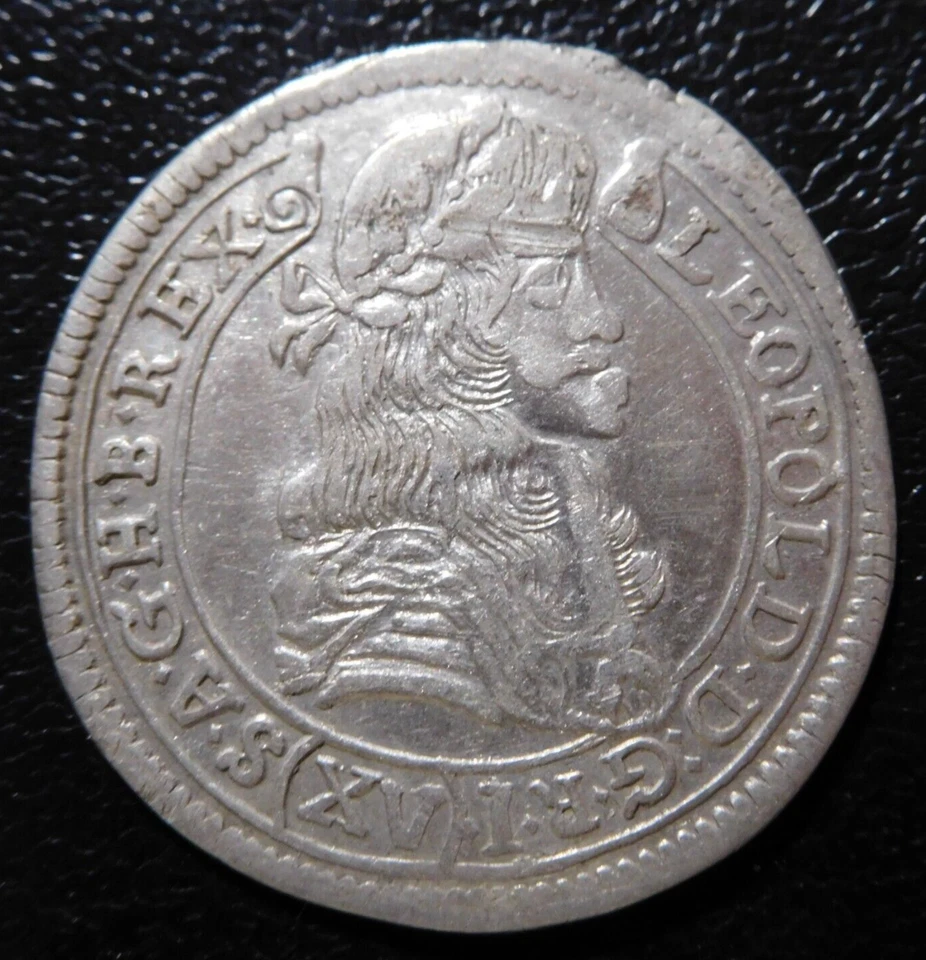 HUNGARY / LEOPOLD I. - SILVER 15 KREUZER / 1680 K-B - Image 2 of 2