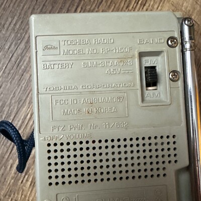 Toshiba Fm/Am Portable Radio Rp-1150F, Vintage Tested & Working