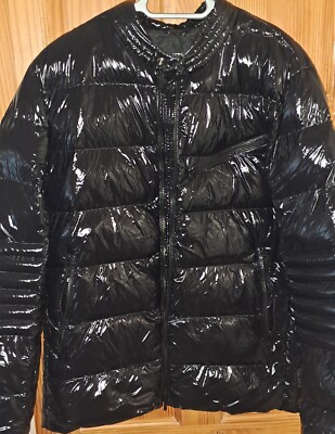 Lawrence Grey black high shine glossy shiny puffer jacket men (Size XXL)