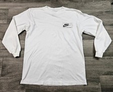 Vintage Nike Swoosh Schematic Diagram T-Shirt Long Sleeve Shirt Youth XL White