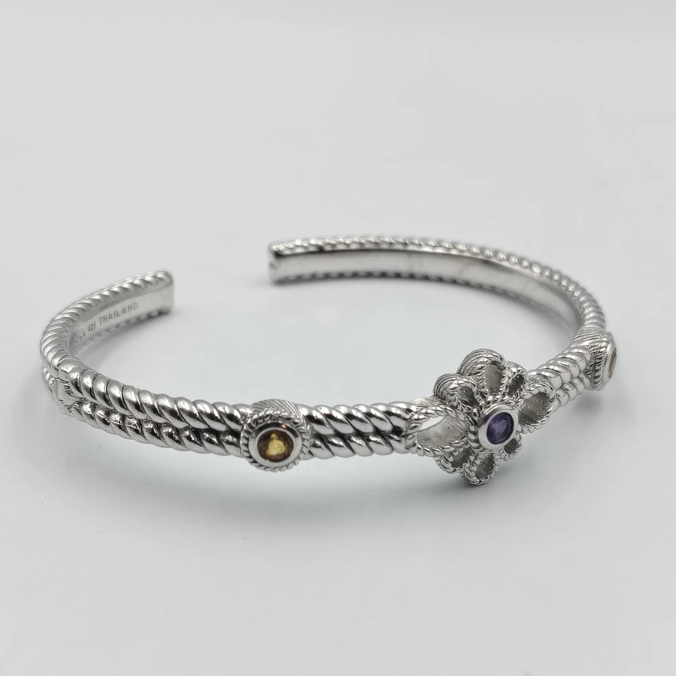 Brazalete QVC Judith Ripka Plata de Ley 925 Amatista y Citrino Bisagras 7" Foto 2 de 4