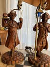 Vintage Hand Carved Wood Paul Revere Colonial Lamp Decor Minuteman Pair American — photo 2