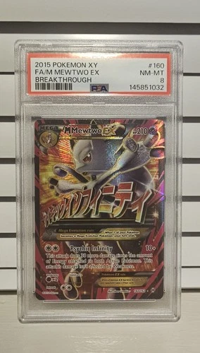 2015 POKEMON XY BREAKTHROUGH #160 FA/M MEWTWO EX BREAKTHROUGH PSA 8