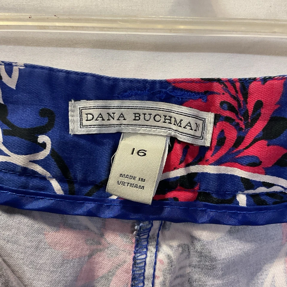 Pantalones Cortos Dana Buchman Talla 16 Bermudas Azul Paisley Entrepierna 9.5" Mezcla Algodón Foto 4 de 4