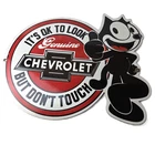 Vintage Large Chevrolet Sign - Felix the Cat Advertisement Gas Porcelain Sign