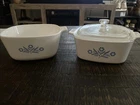 Vintage CorningWare Blue Cornflower casserole dish Set Of 2 w/ a Pyrex glass lid