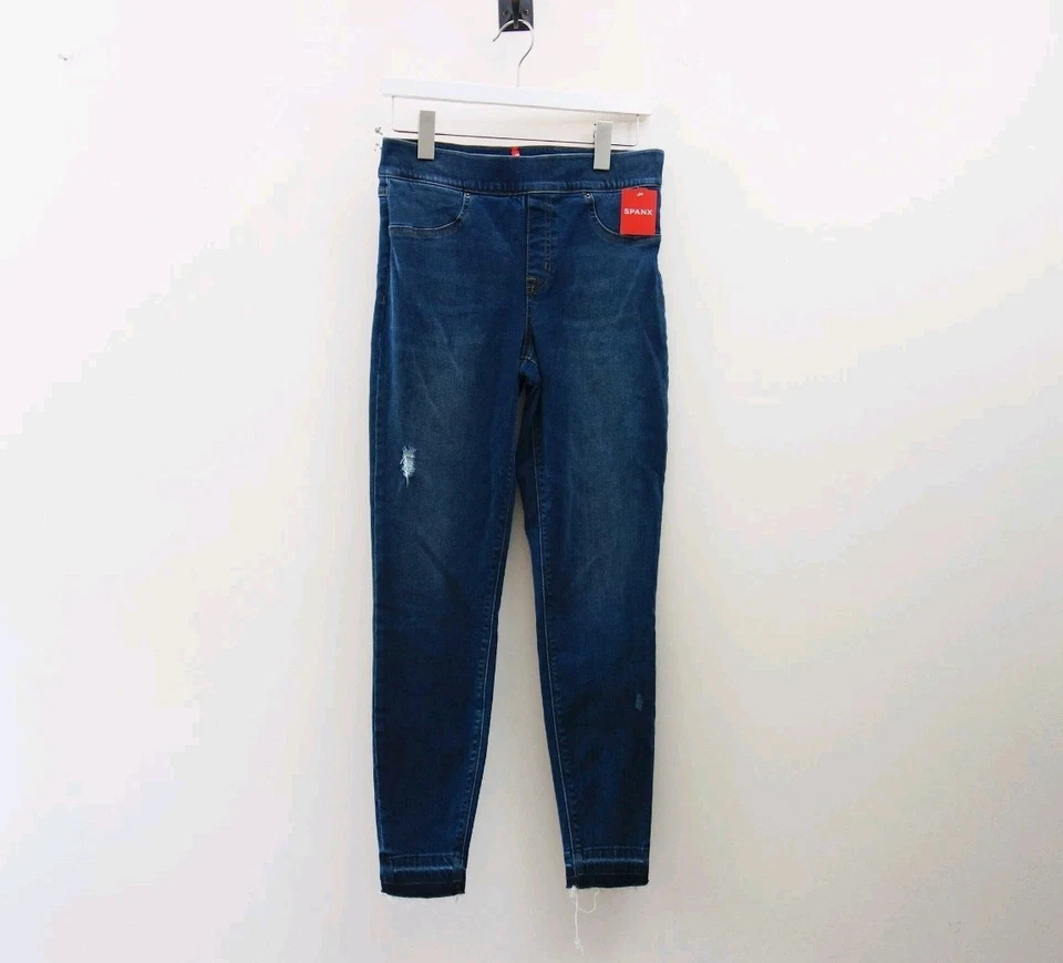 Spanx High Rise Distressed Denim Skinny Jean Jegging Medium wash Size (M) NWT! - Image 3 of 4