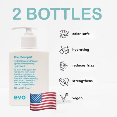 2 PACK LOT Evo The Therapist Calming Shampoo and Conditioner LARGE 10.1 oz VEGAN