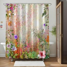 Flower Shower Curtain Watercolor Abstract Flowers Meadow Floral Garden
