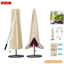 420D Waterproof Patio Umbrella Cover for 9ft-12ft Umbrellas with Zipper, Khaki