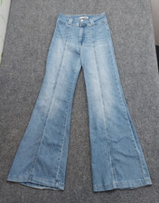 Flying Tomato Jeans Large Blue Retro Bell Bottom Flare Boho Western Rodeo Light