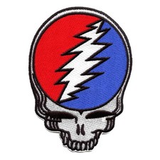 Grateful Dead Steal Your Face Patch Iconic Skull Shape Embroidered Iron On