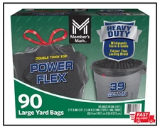 Member's Mark 39 Gallon Power Flex Drawstring Yard Trash Bags (90 ct) Heavy Duty