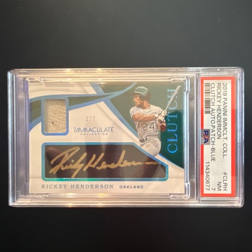 Panini Immaculate Clutch Patch Auto Rickey Henderson /7 Athletics PSA game worn