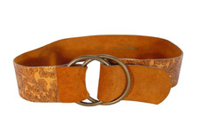 STREETS AHEAD Wide Floral Embossed Leather Belt Women's S - Made in USA
