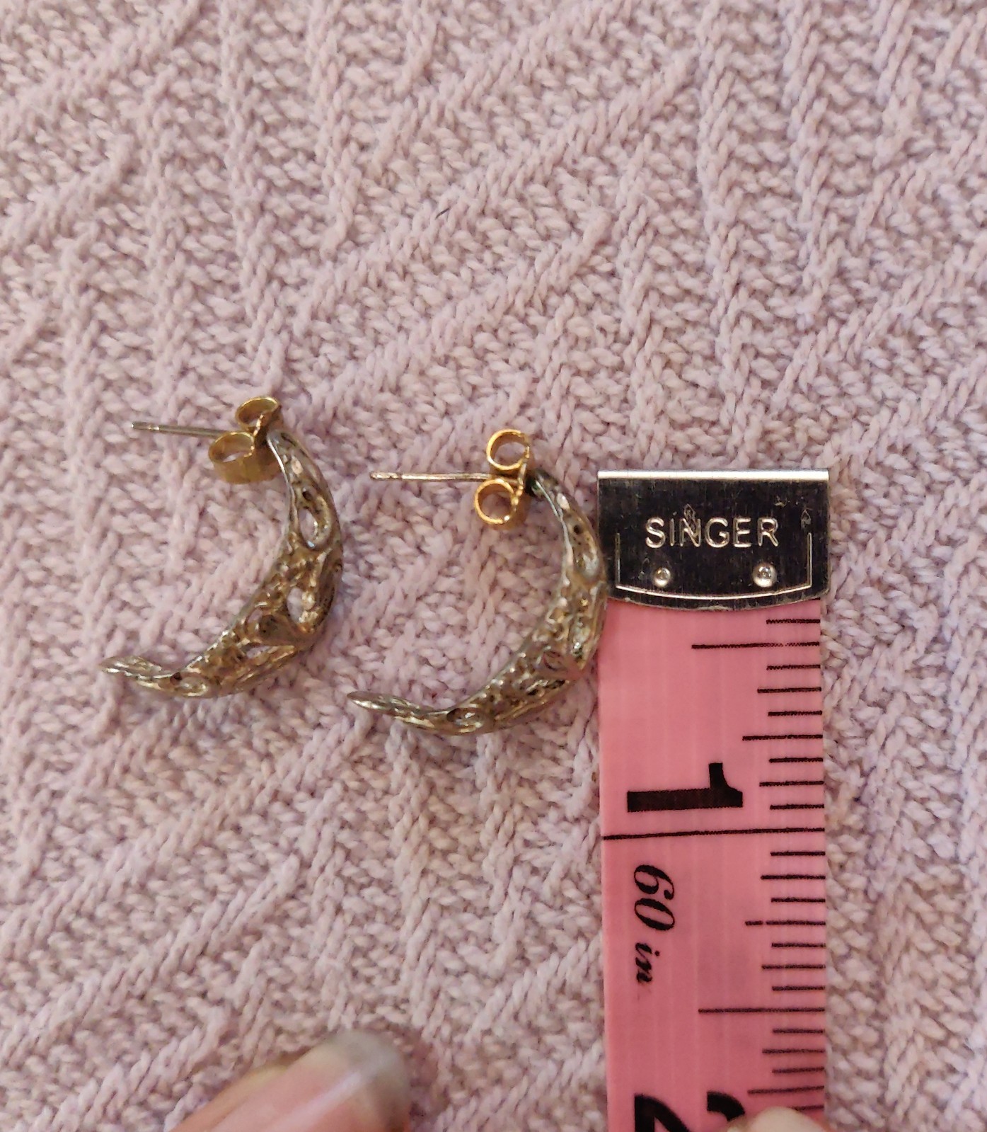 Sterling Silver scrollwork half hoop earrings - image 3