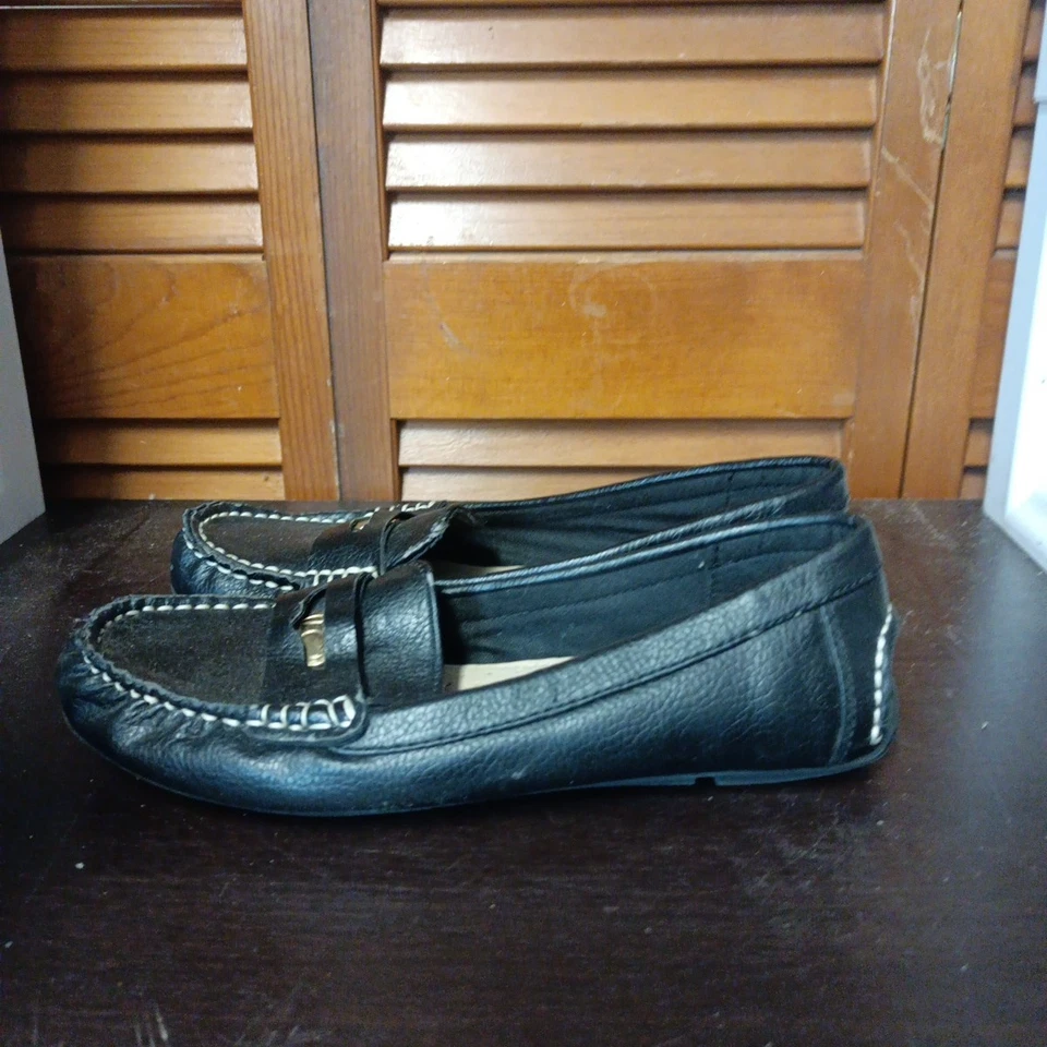 Liz ClaiborneFlex Loafers Women's US Size 7M Black Leather Slip On Shoes Flats - Image 2 of 4