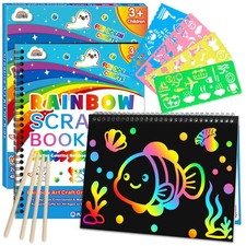 ZMLM Scratch Paper Art Craft: 2 Pack Rainbow Scratch Set for 3 4 5 6 7 8 9 10...