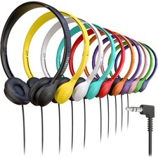 10 Pack Bulk Wired OnEar Leather Headphones with 3.5mm Connector, Multi