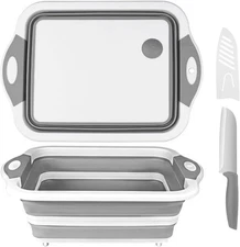 QiMH Collapsible Cutting Board, 8L Foldable Space 15.8"L x 11.8"W, Gray 