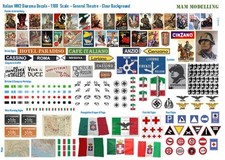 1:100 Scale Italian WW2 Diorama Decals (Posters, Street Signs, Tank Slogans)