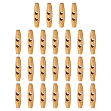 25pcs Wooden Toggle Buttons 50mm Double Hole Olive Sewing Button, Medium Brown